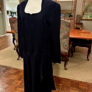 Gorgeous Black Escada Couture Silk  Cocktail Dress  Made in Germany EU 42